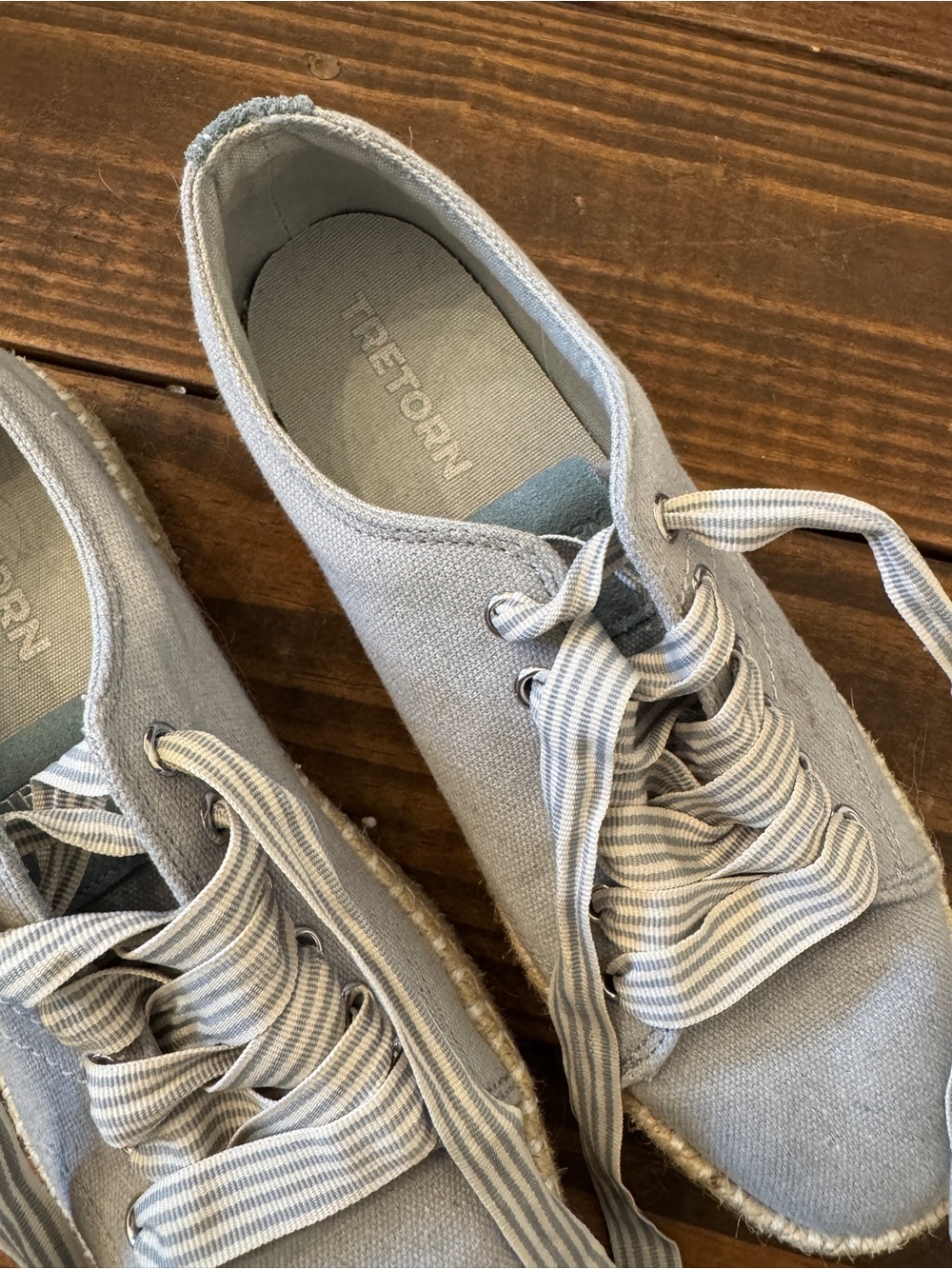 Tretorn Light Blue Canvas Espadrille Sneakers with Striped Laces